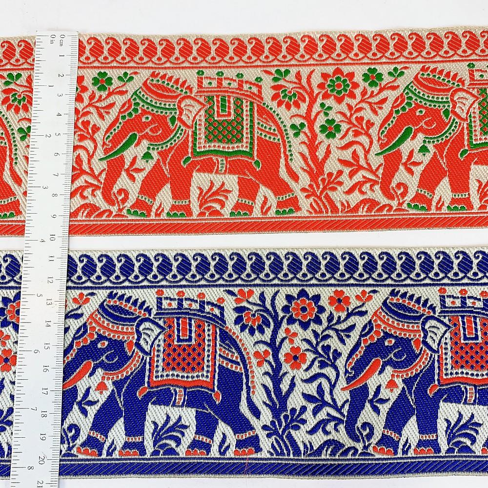 100mm Elephant Design Banarasi Jacquard Lace, view 2