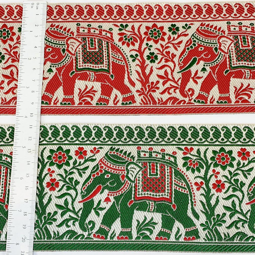 100mm Elephant Design Banarasi Jacquard Lace, view 3