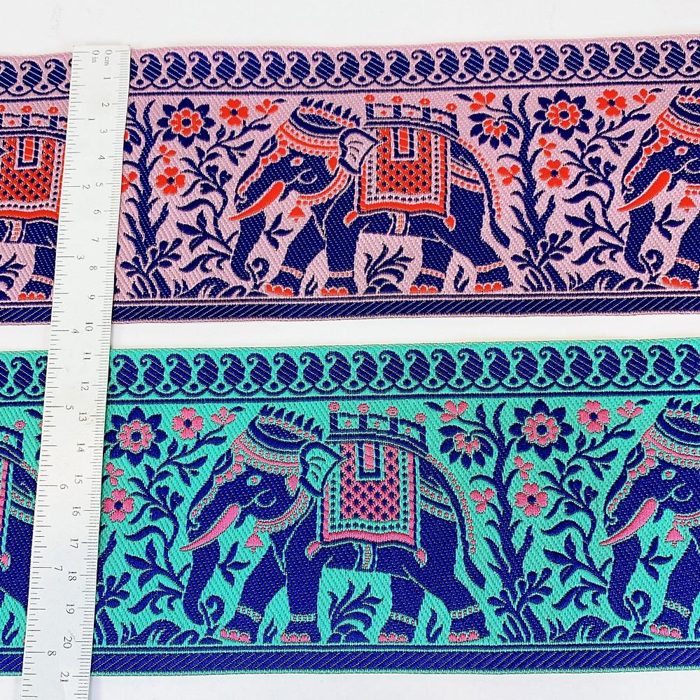 100mm Elephant Design Banarasi Jacquard Lace, view 5