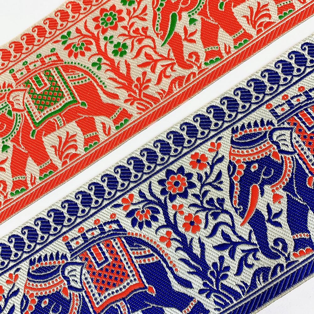 100mm Elephant Design Banarasi Jacquard Lace, view 6