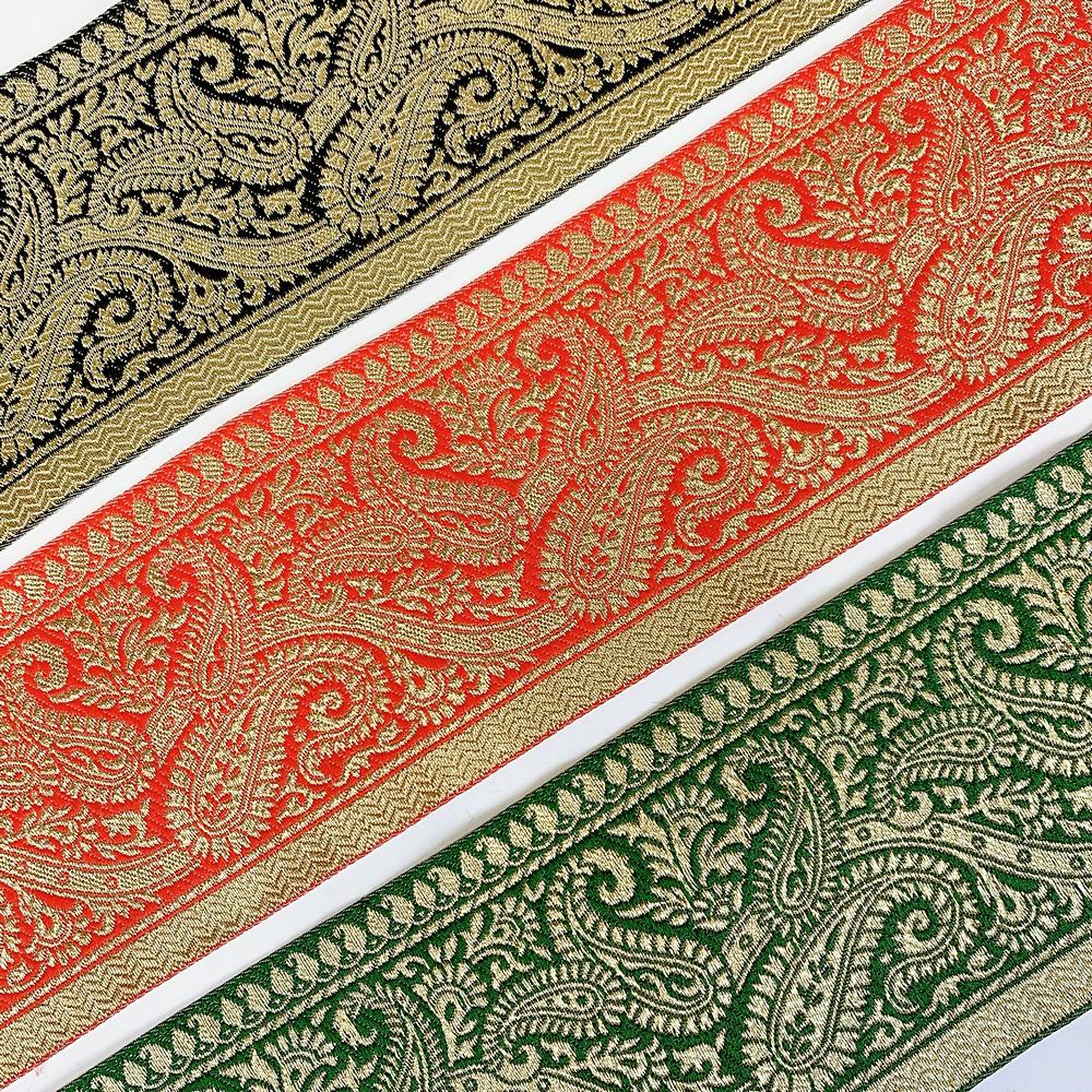 100mm Designer Foral Golden Banarasi Lace, view 5