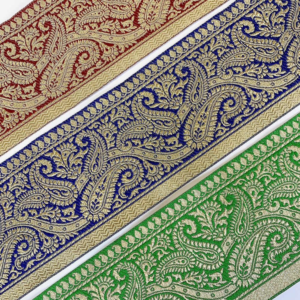 100mm Designer Foral Golden Banarasi Lace, view 6