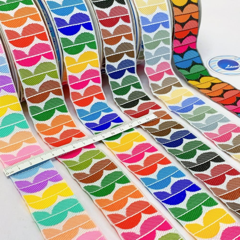 36mm Woven Jacquard Ribbon with Modern Leaf Pattern, view 1