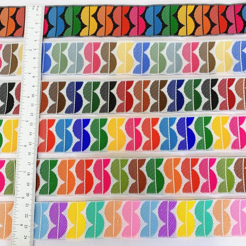 36mm Woven Jacquard Ribbon with Modern Leaf Pattern, view 2