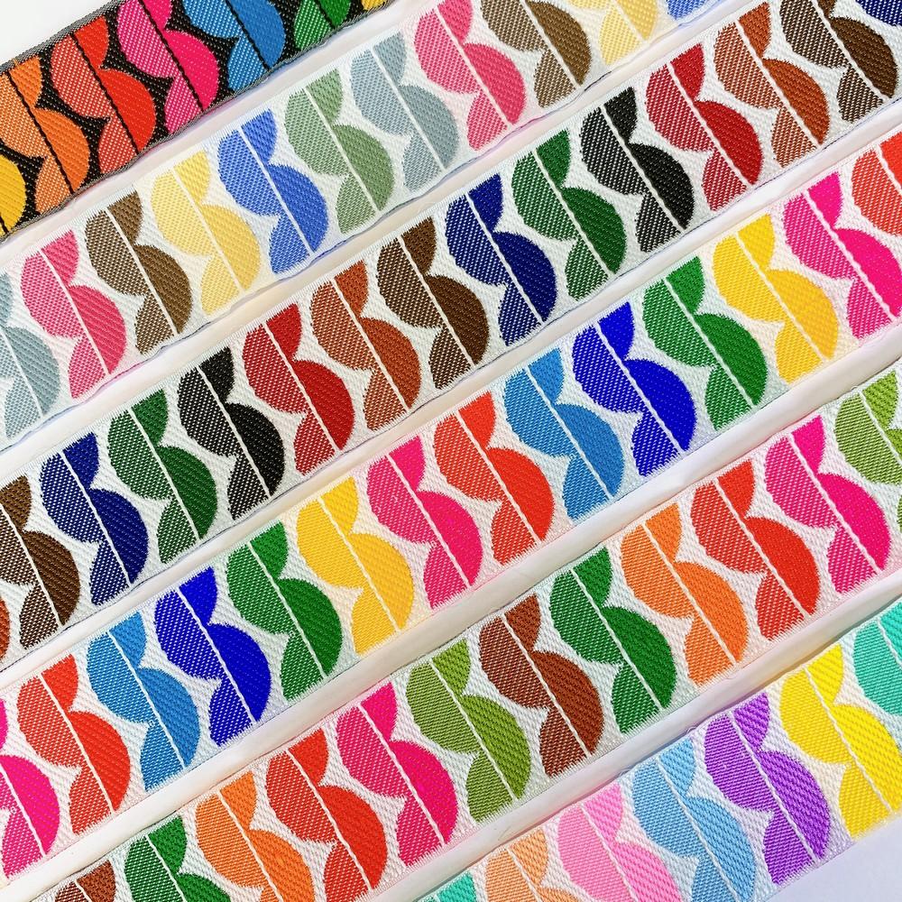 36mm Woven Jacquard Ribbon with Modern Leaf Pattern, view 3