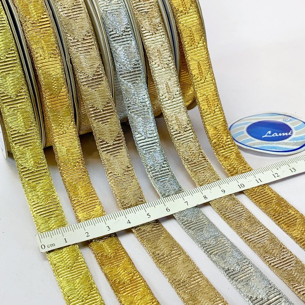 14mm Premium Metallic Woven Jacquard Ribbon, view 1
