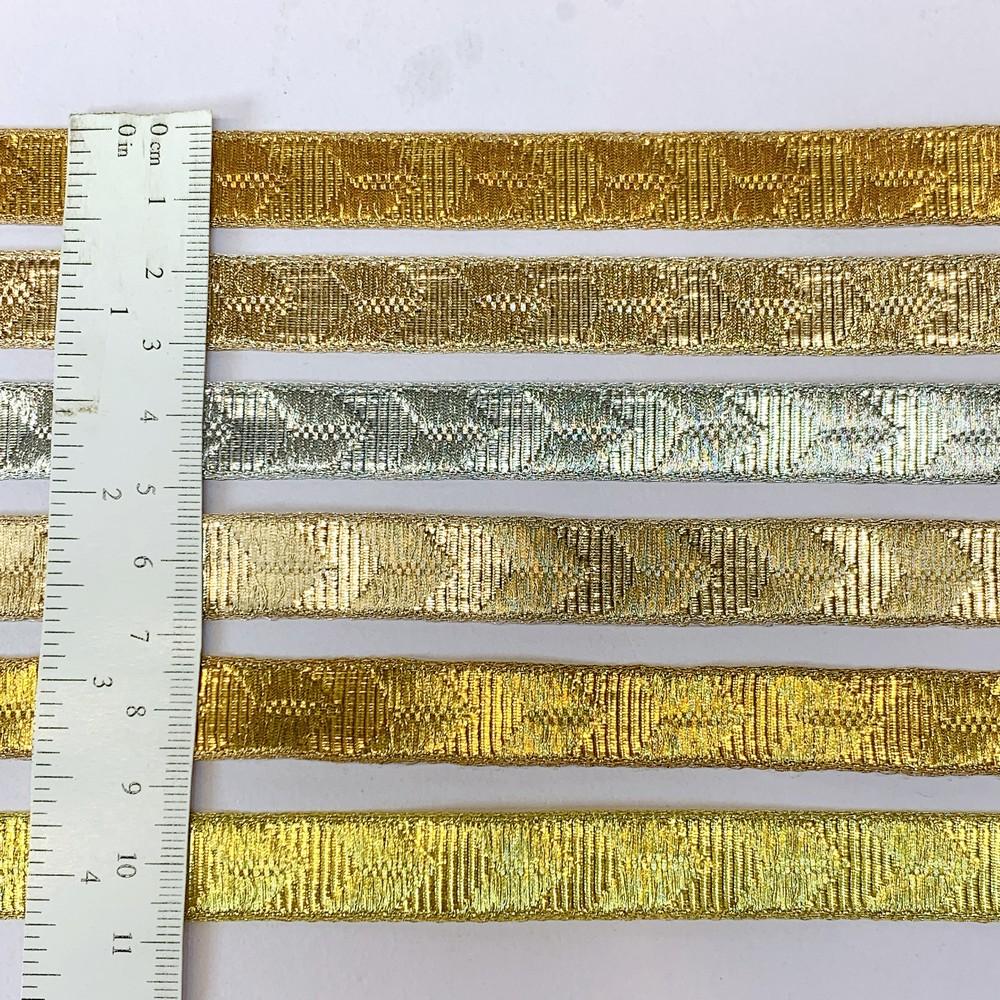 14mm Premium Metallic Woven Jacquard Ribbon, view 2