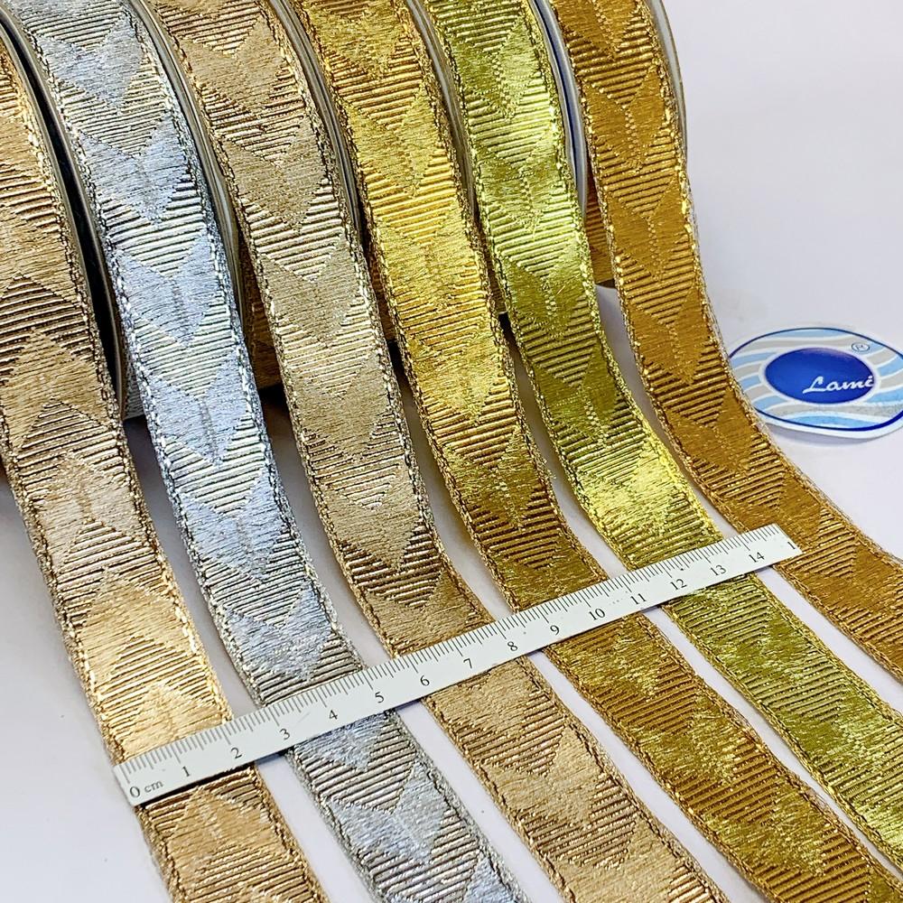 22mm Textured Metallic Zigzag Woven Jacquard Ribbon, view 1