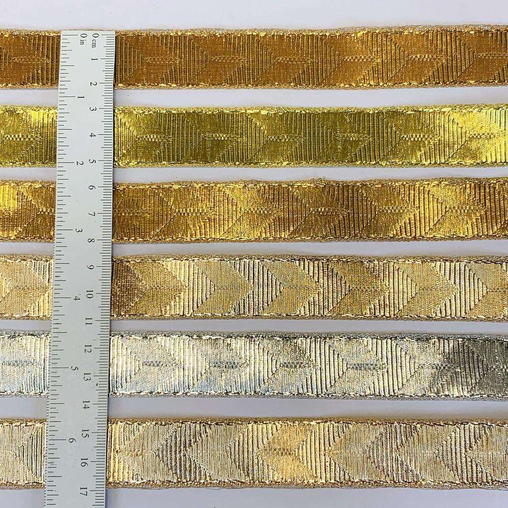 22mm Textured Metallic Zigzag Woven Jacquard Ribbon, view 2