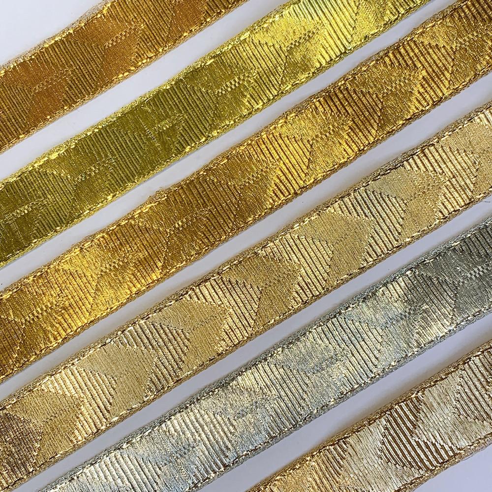 22mm Textured Metallic Zigzag Woven Jacquard Ribbon, view 3
