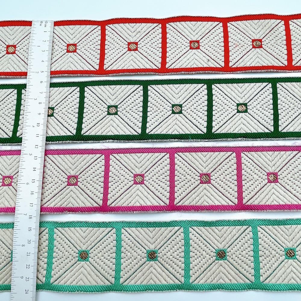 58mm Wide Geometric Square Pattern Lace Border for Sewing, Garments, DIY Crafts & Home Decor, view 3