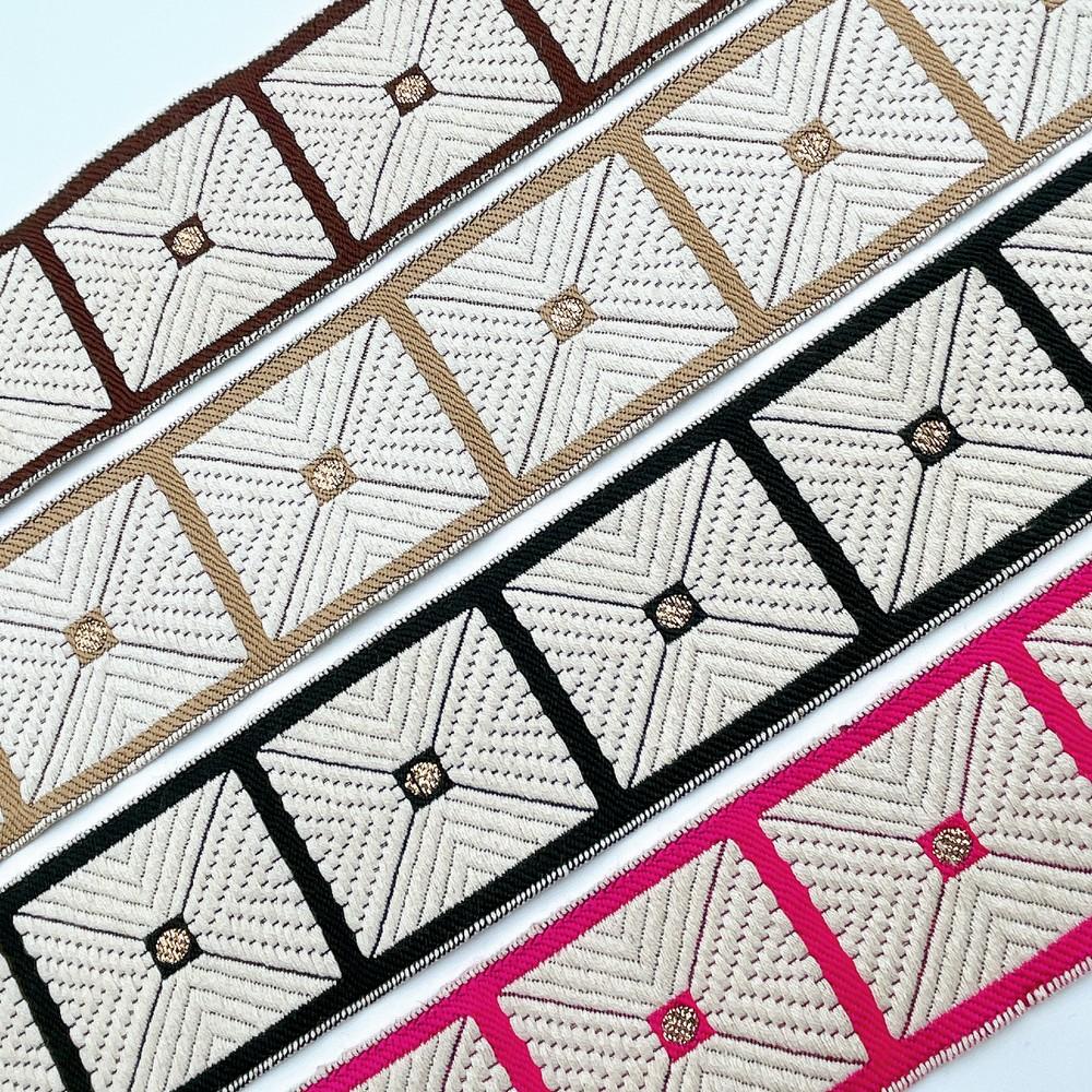 58mm Wide Geometric Square Pattern Lace Border for Sewing, Garments, DIY Crafts & Home Decor, view 5