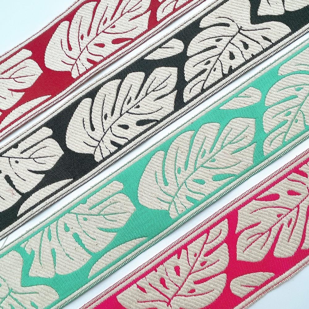 58mm Wide Tropical Monstera Leaf Pattern Lace Border for Sewing, Garments, DIY Crafts & Home Decor, view 6
