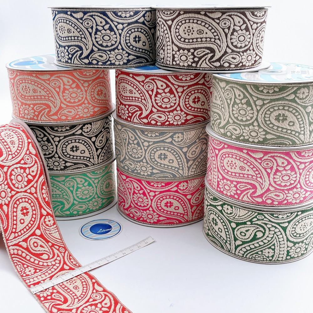 55mm Wide Traditional Paisley Motif Lace Border for Sewing, Garments, DIY Crafts & Home Decor, view 1