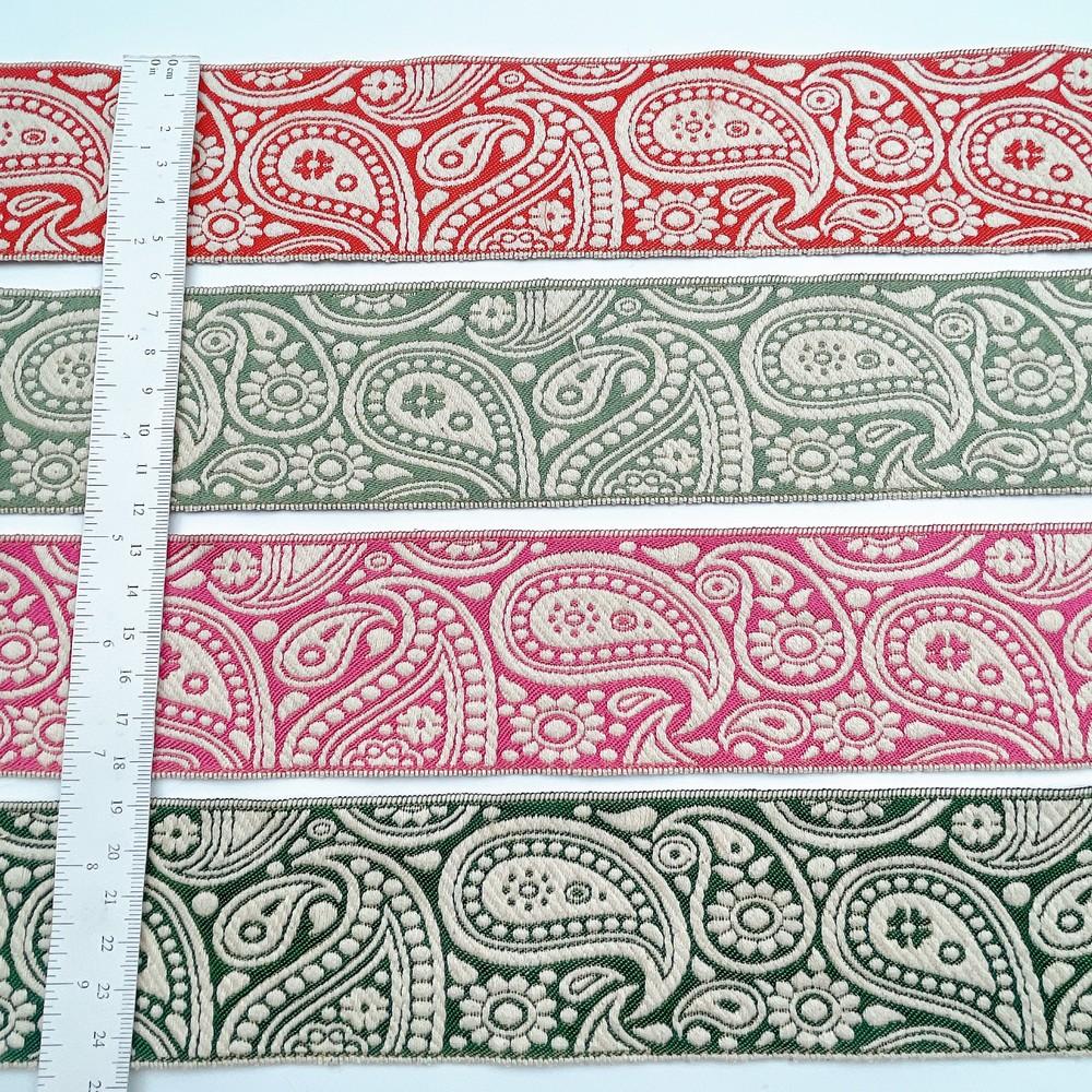 55mm Wide Traditional Paisley Motif Lace Border for Sewing, Garments, DIY Crafts & Home Decor, view 2