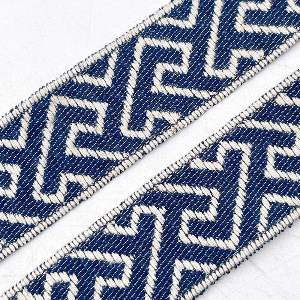 32mm Wide Woven Jacquard Denim-Blue Ribbon - Diagonal Zig-Zag Labyrinth Trim, view 3
