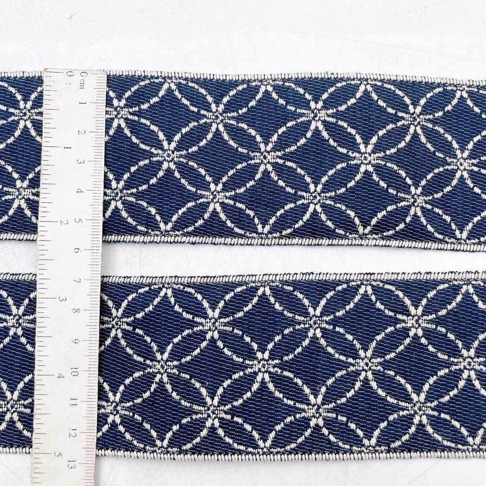 60mm & White Jacquard Tape - Interlocking Circular Floral Lace Border, view 2