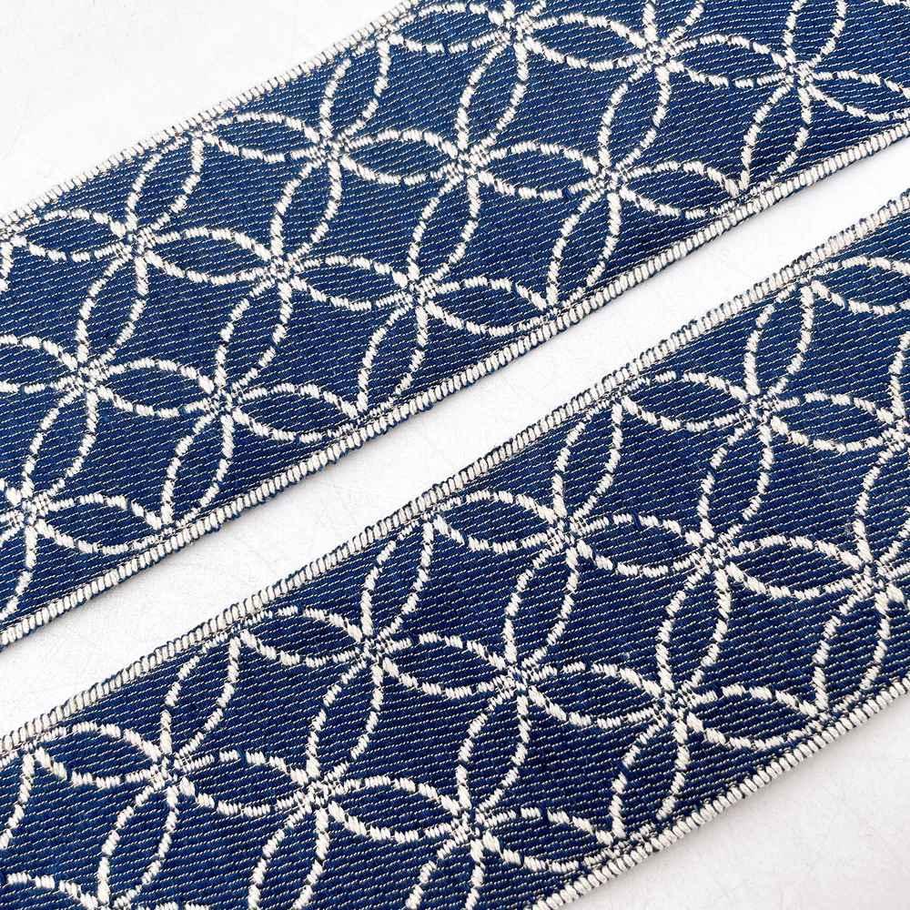 60mm & White Jacquard Tape - Interlocking Circular Floral Lace Border, view 3