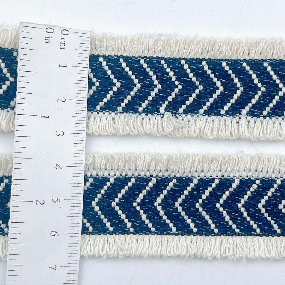30mm Premium Denim Fringe Lace with Chevron Design for Trendy Outfits, view 2