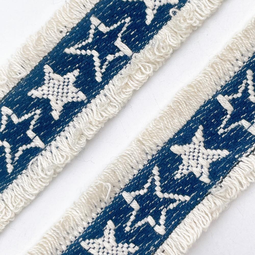 30mm Bohemian Style Denim Fringe Lace with Star Motif for Clothing & Decoration, view 3