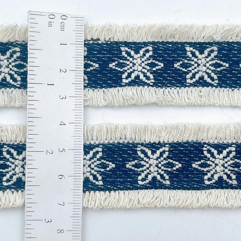30mm Boho Denim Fringe Lace with Star Pattern for Fashion & DIY Projects, view 2