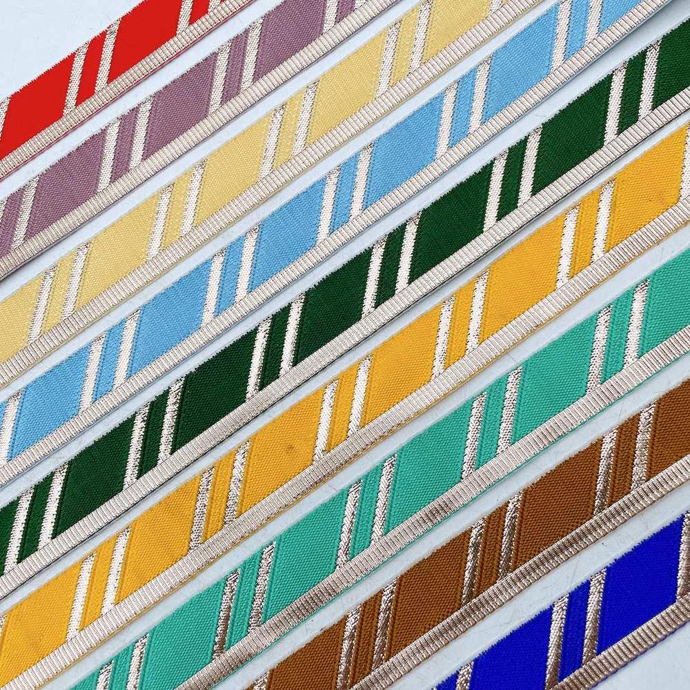 22mm Fancy Gota Work Ribbon Spool Diagonal Zari Stripe Lace Trim for Sewing, Crafts & Apparel, view 6