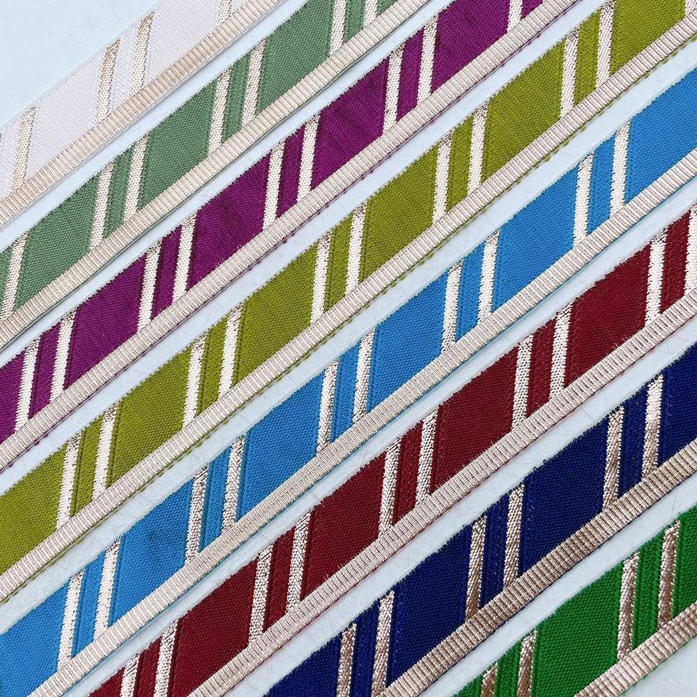 22mm Fancy Gota Work Ribbon Spool Diagonal Zari Stripe Lace Trim for Sewing, Crafts & Apparel, view 7