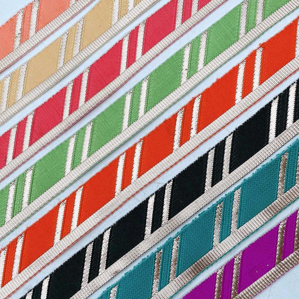 22mm Fancy Gota Work Ribbon Spool Diagonal Zari Stripe Lace Trim for Sewing, Crafts & Apparel, view 8