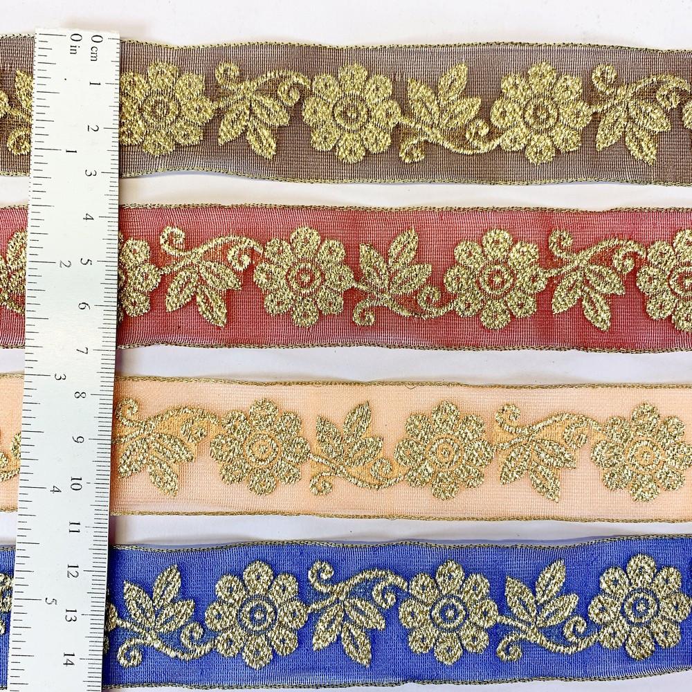 25mm Designer Jacquard Ribbon With Zari Threads, view 2