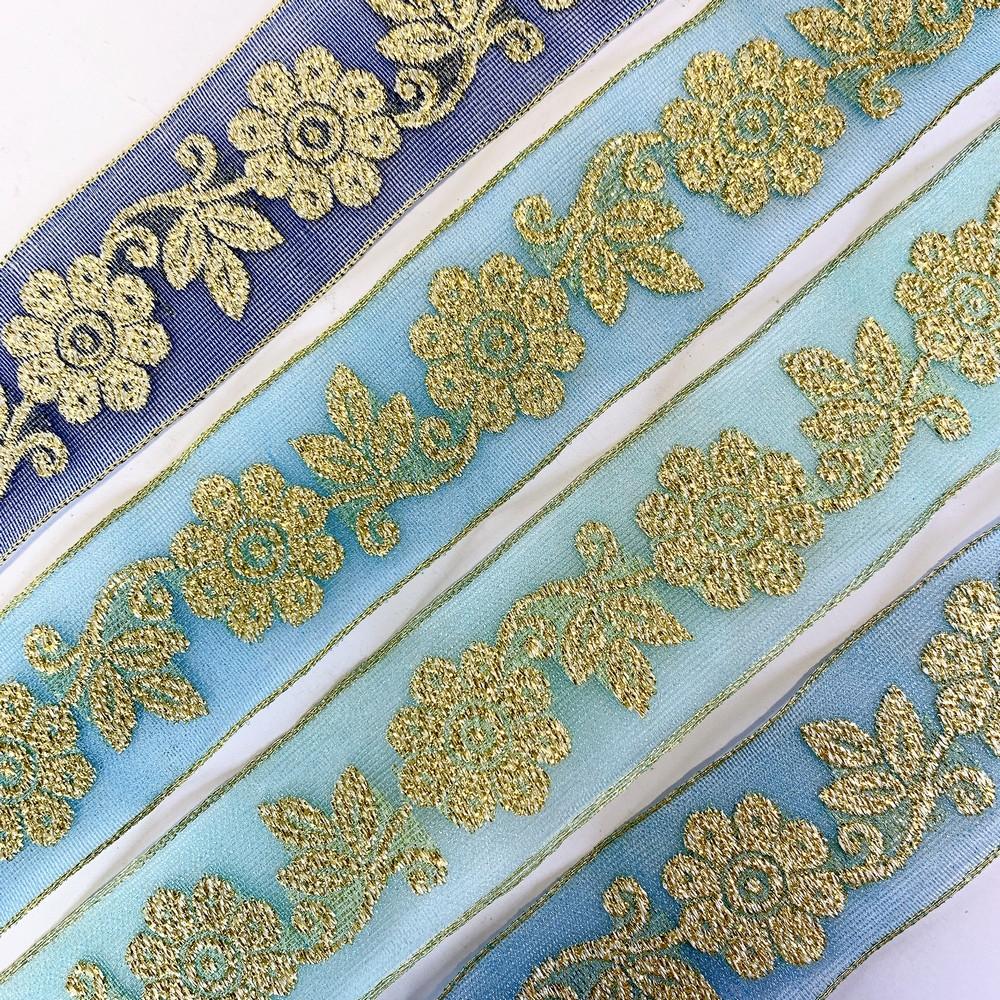 25mm Designer Jacquard Ribbon With Zari Threads, view 5