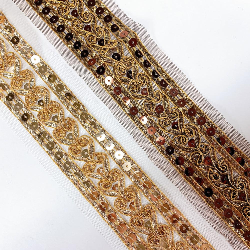 64 mm Designer Embroidery Lace With Sequins Work, view 2
