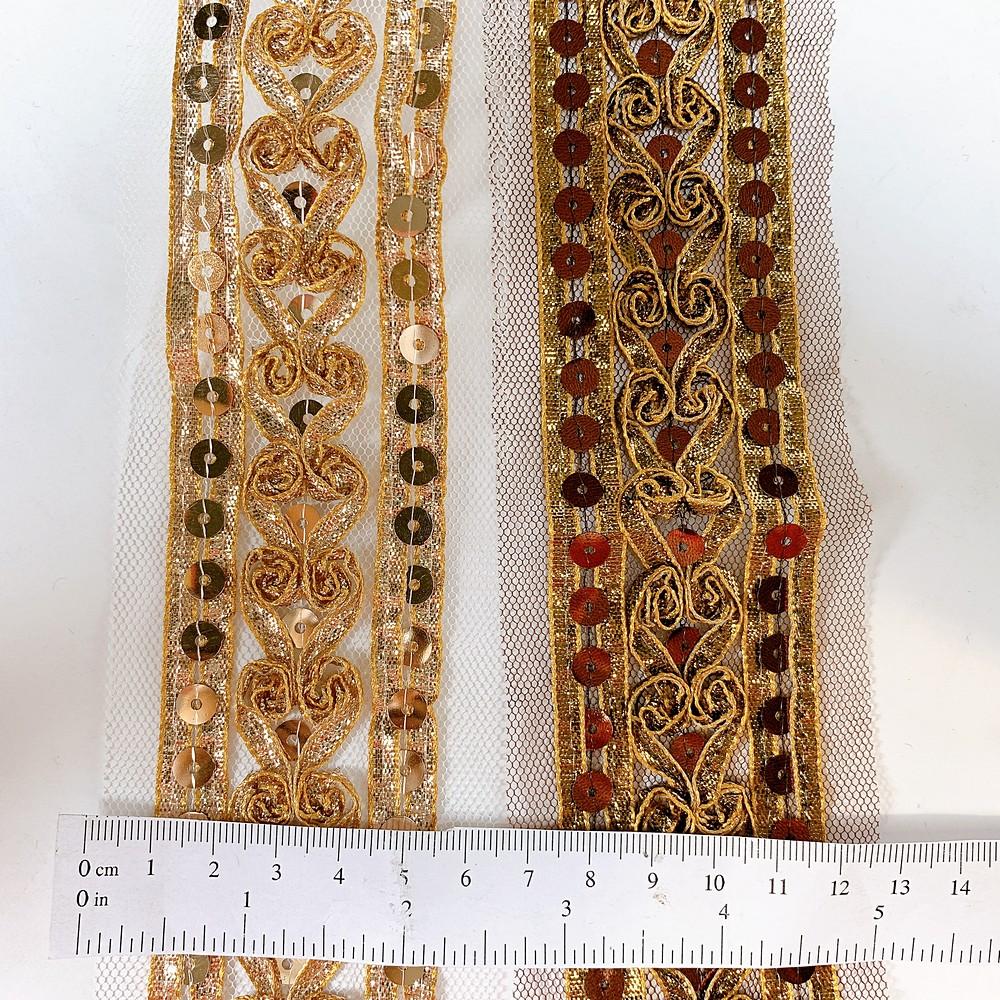 64 mm Designer Embroidery Lace With Sequins Work, view 1