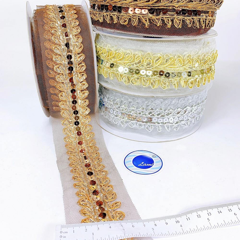 62 mm Designer Embroidery Lace With Sequins Work, view 2