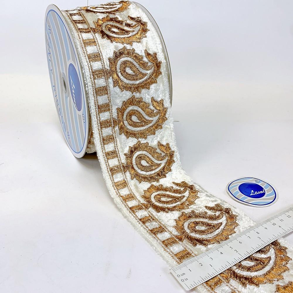 90mm Designer Cotton Embroidery Lace, view 1