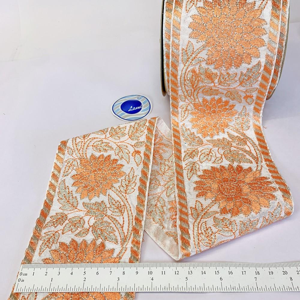95mm Designer Silver Embroidery Lace, view 1