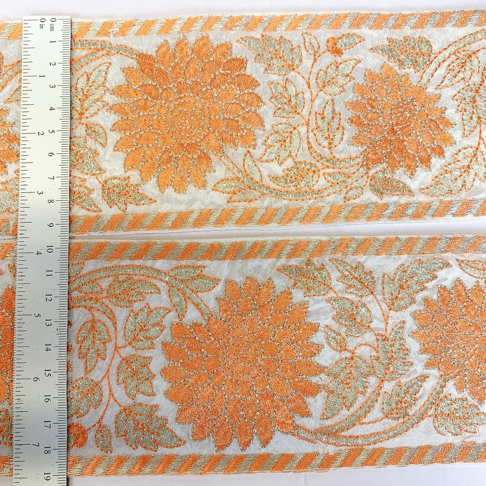 95mm Designer Silver Embroidery Lace, view 2