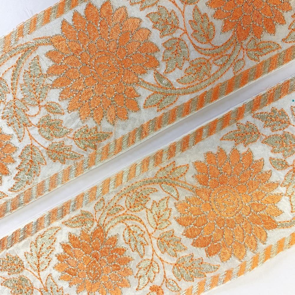 95mm Designer Silver Embroidery Lace, view 3