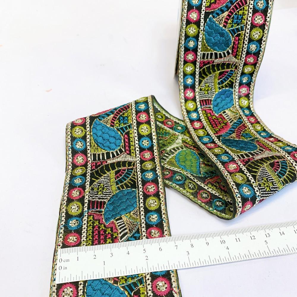 72 mm Cross Stich Khichadi Multicolour Embroidery Lace, view 1