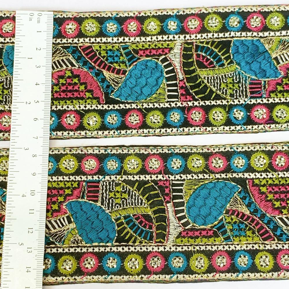 72 mm Cross Stich Khichadi Multicolour Embroidery Lace, view 2