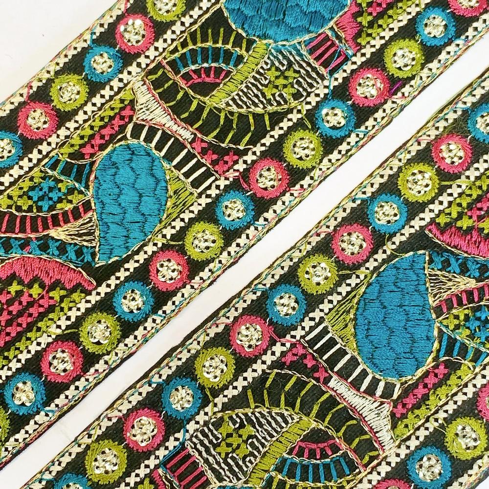 72 mm Cross Stich Khichadi Multicolour Embroidery Lace, view 3