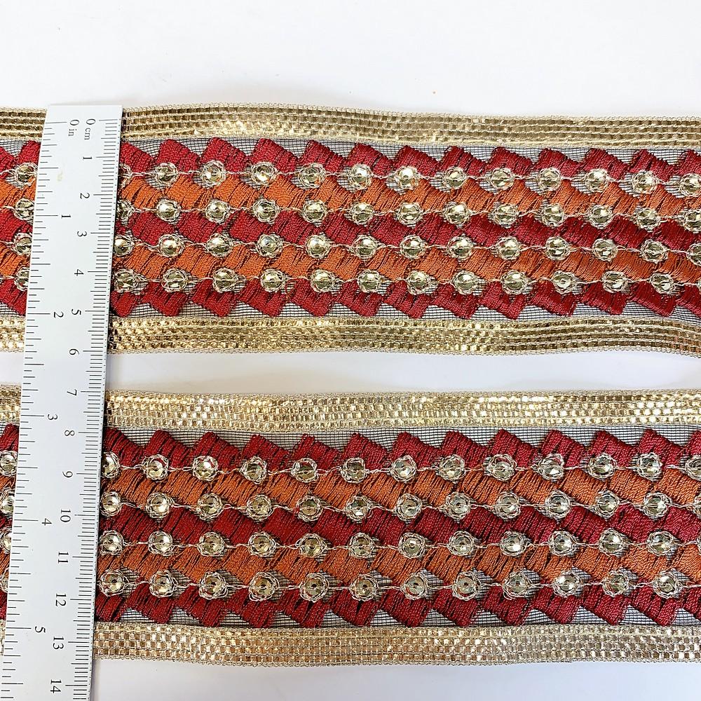 65mm Designer Embroidery Lace With Sequins Work, view 1
