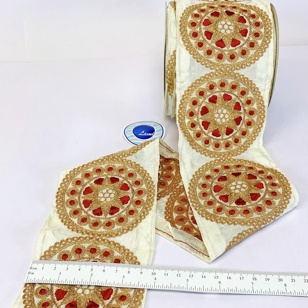 100mm Designer Zari Embroidery Lace, view 1