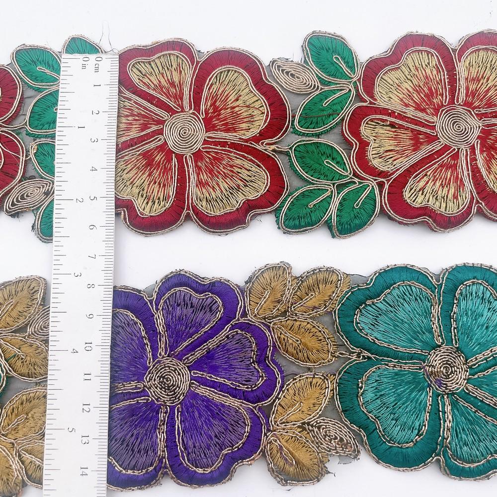 76mm Vibrant Floral Embroidered Lace, view 2