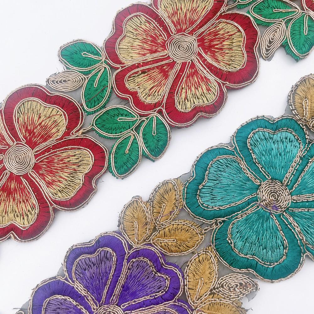 76mm Vibrant Floral Embroidered Lace, view 3