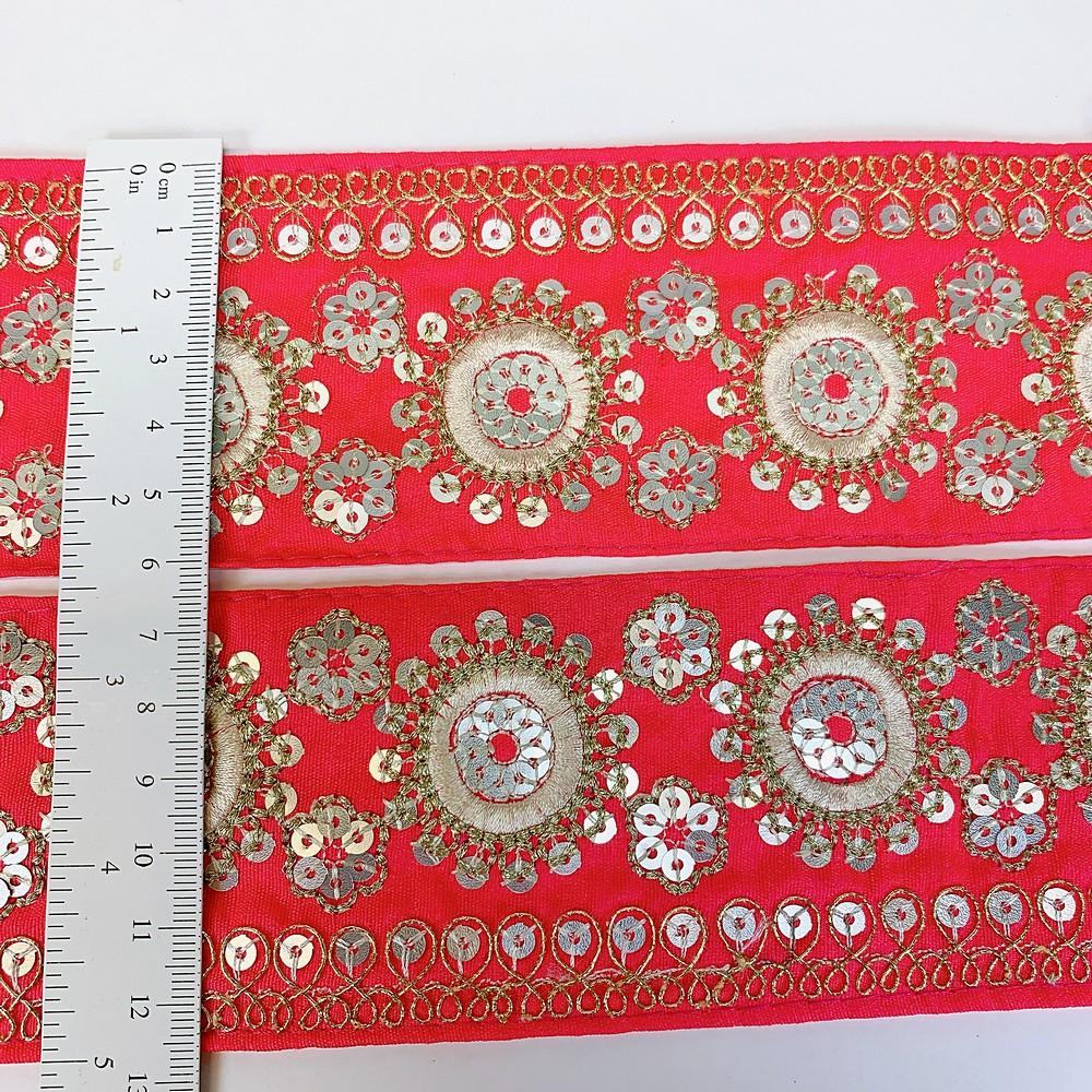 60mm Designer Embroidery Lace With Sequins Work, view 1
