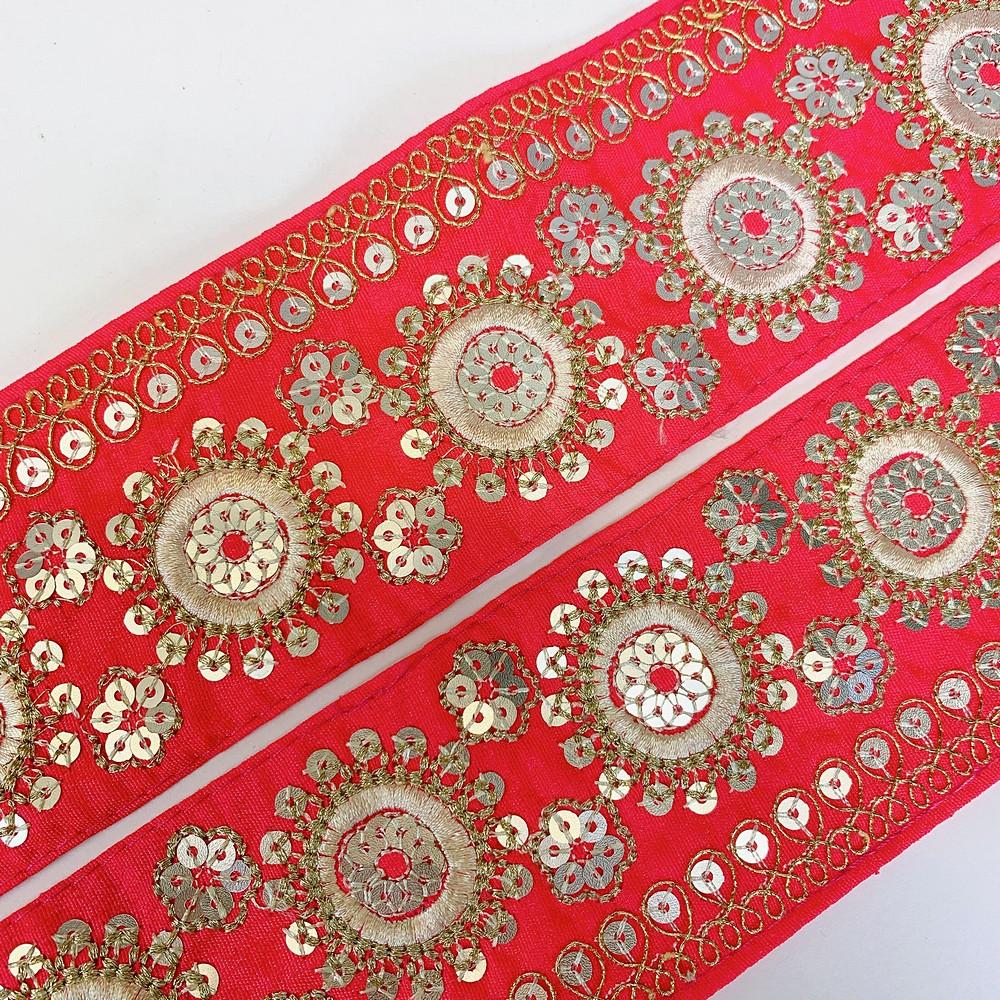 60mm Designer Embroidery Lace With Sequins Work, view 2