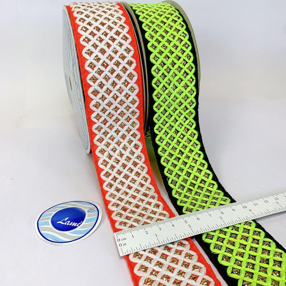 48 mm Checks Design Embroidery Lace, view 1