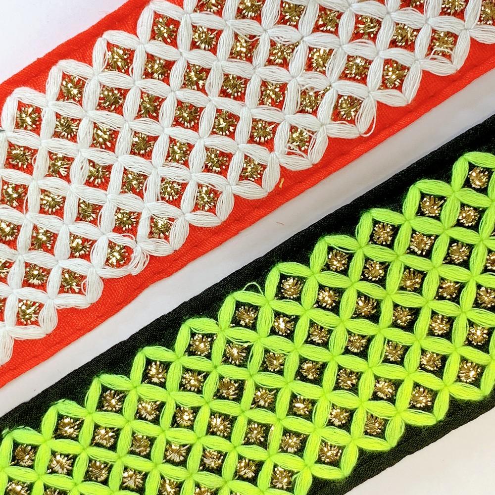 48 mm Checks Design Embroidery Lace, view 3