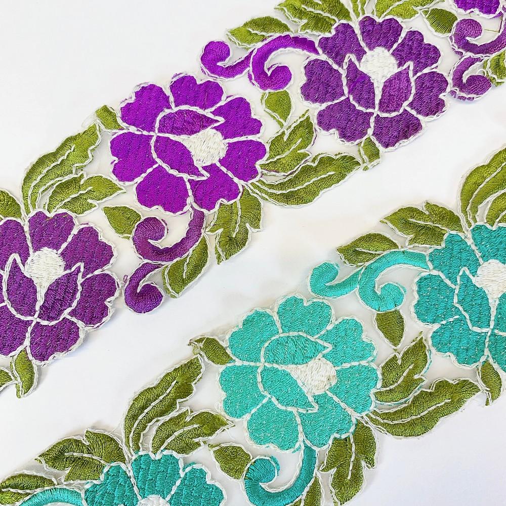 65mm Designer Cutwork Embroidery Colorful Parsi Lace, view 1