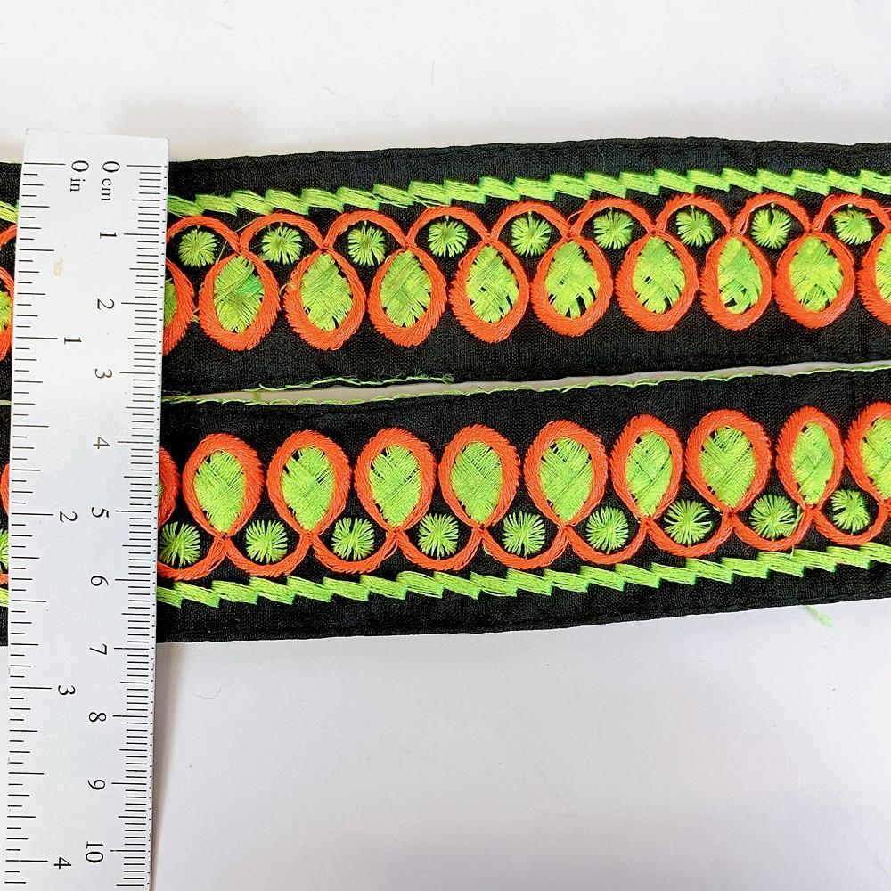 32 mm Designer Colorful Embroidery Lace, view 1